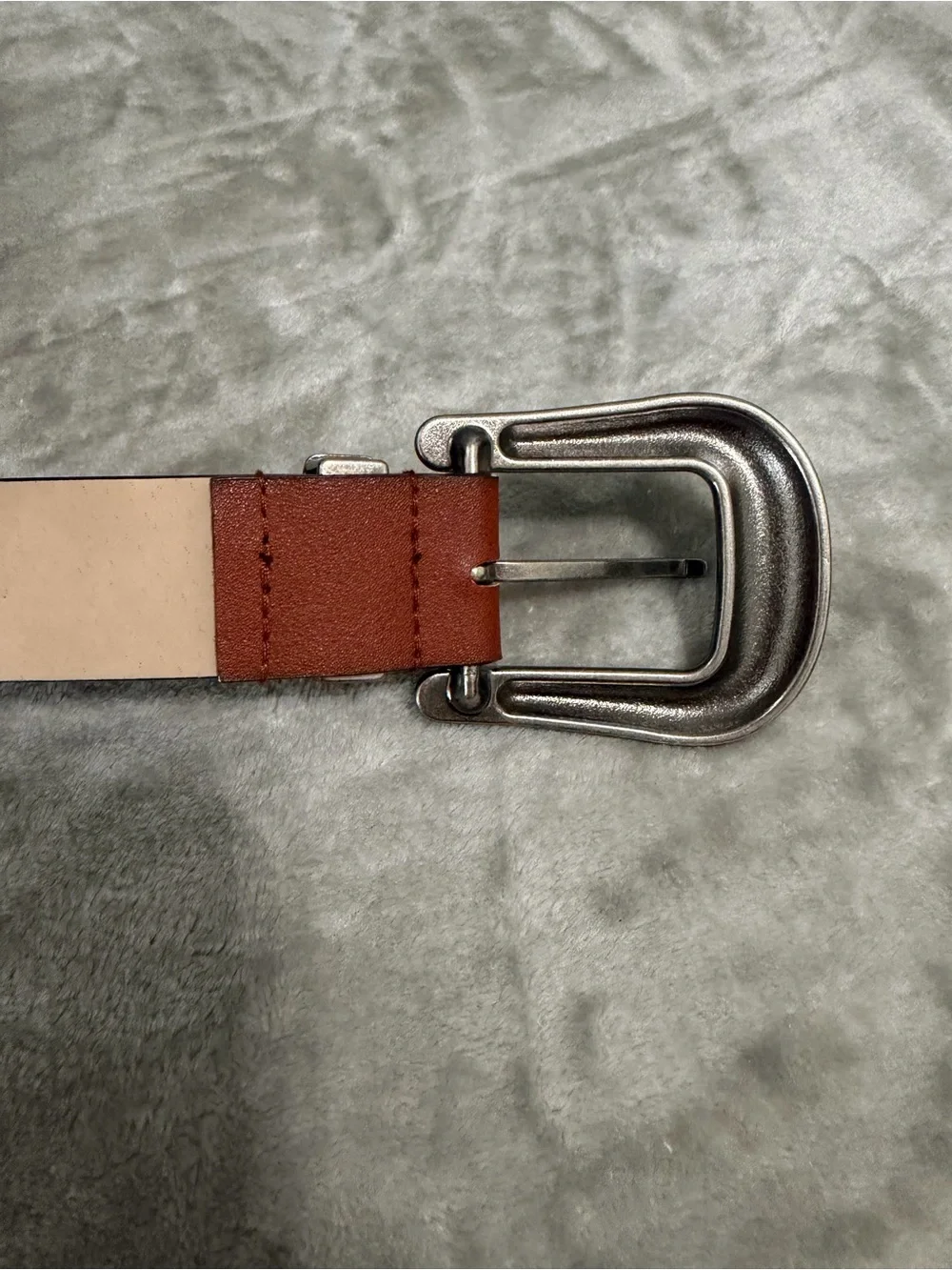 Western Brown Faux Leather Belt-Studded, Silver Buckle